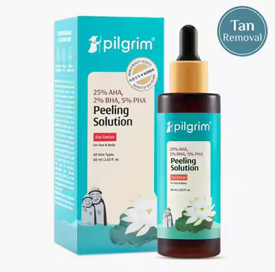 Pilgrim 25% AHA, 2% BHA, 5% PHA Peeling Solution For Detan Exfoliating Serum – 60ml